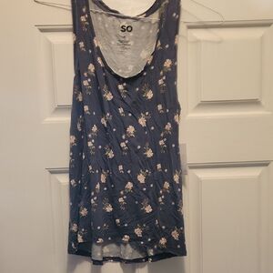 SO Blue Sleeveless Floral Tank Top